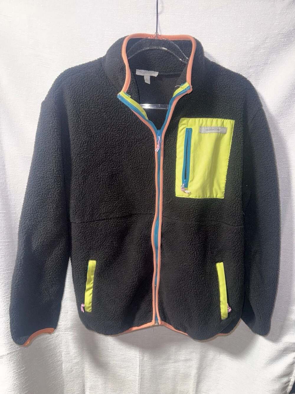 Ocean + Coast Women's Sherpa Full Zip Fleece Jacket with Contrast Pocket